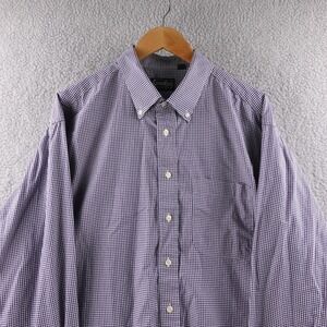 Vintage Gitman Bros Men XXL Gingham Button Down Shirt Blue Long Sleeve USA